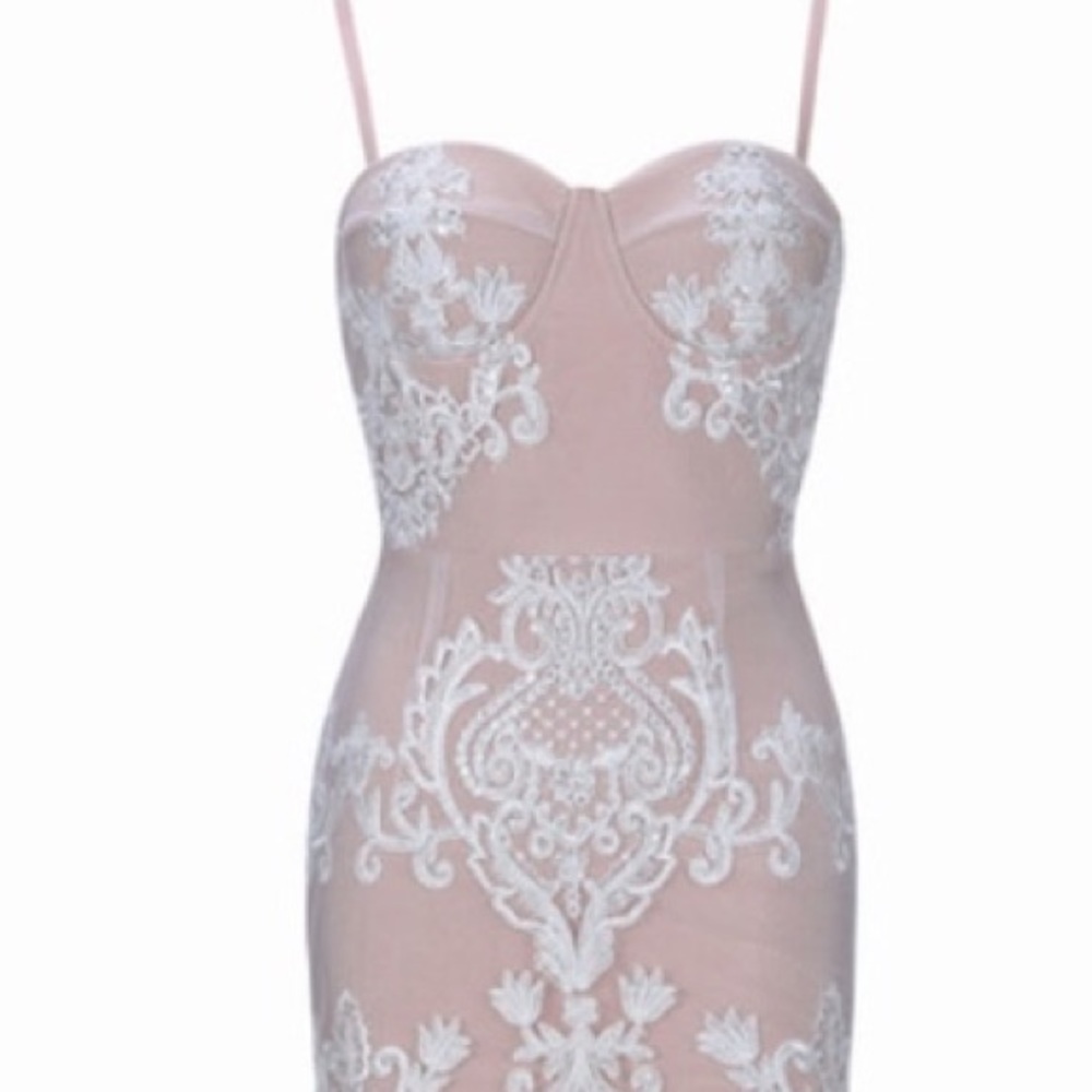 Bondage nude lace midi dress brand new/small